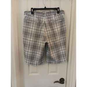 Mens Nike Golf Tour Performance Dri-Fit Gray/White Plaid Shorts W Pockets Sz 34